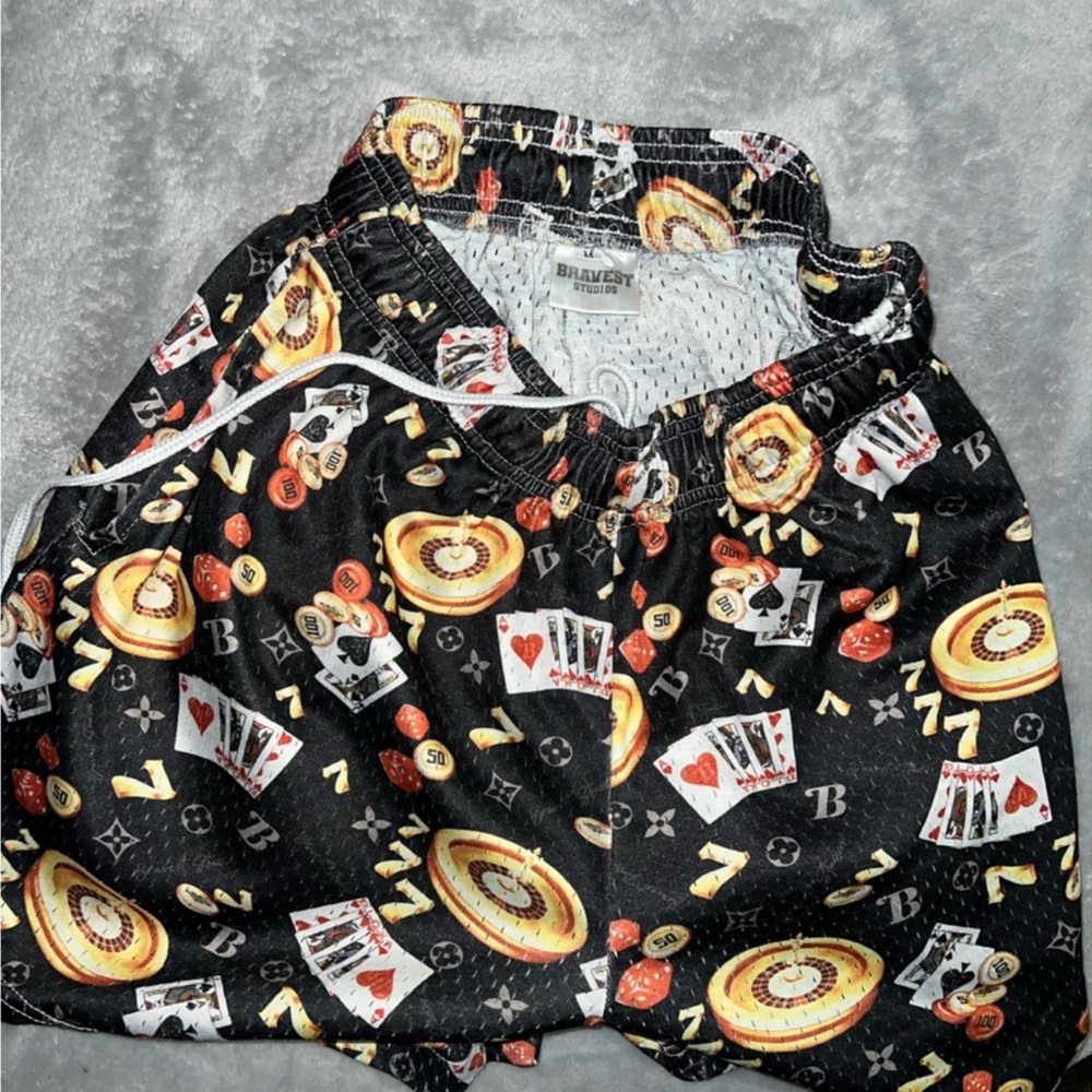 Bravest studios Black Playing Card Patterned Shorts